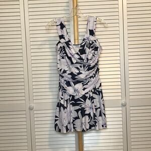 One-Piece Floral Built-in Bra Stretch Lined Swimsuit